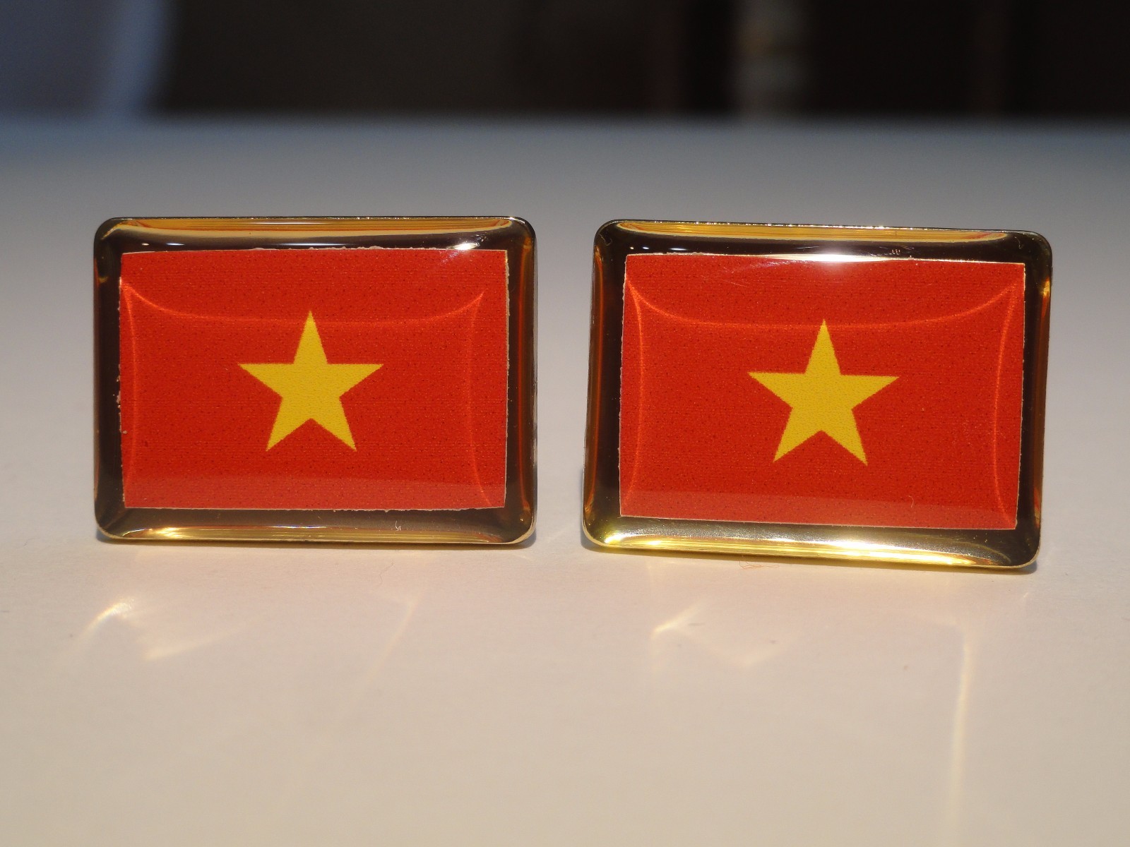 Vietnam Flag Cufflinks–Vietnamese Asian Southeast Asia Hanoi Ho Chi Minh