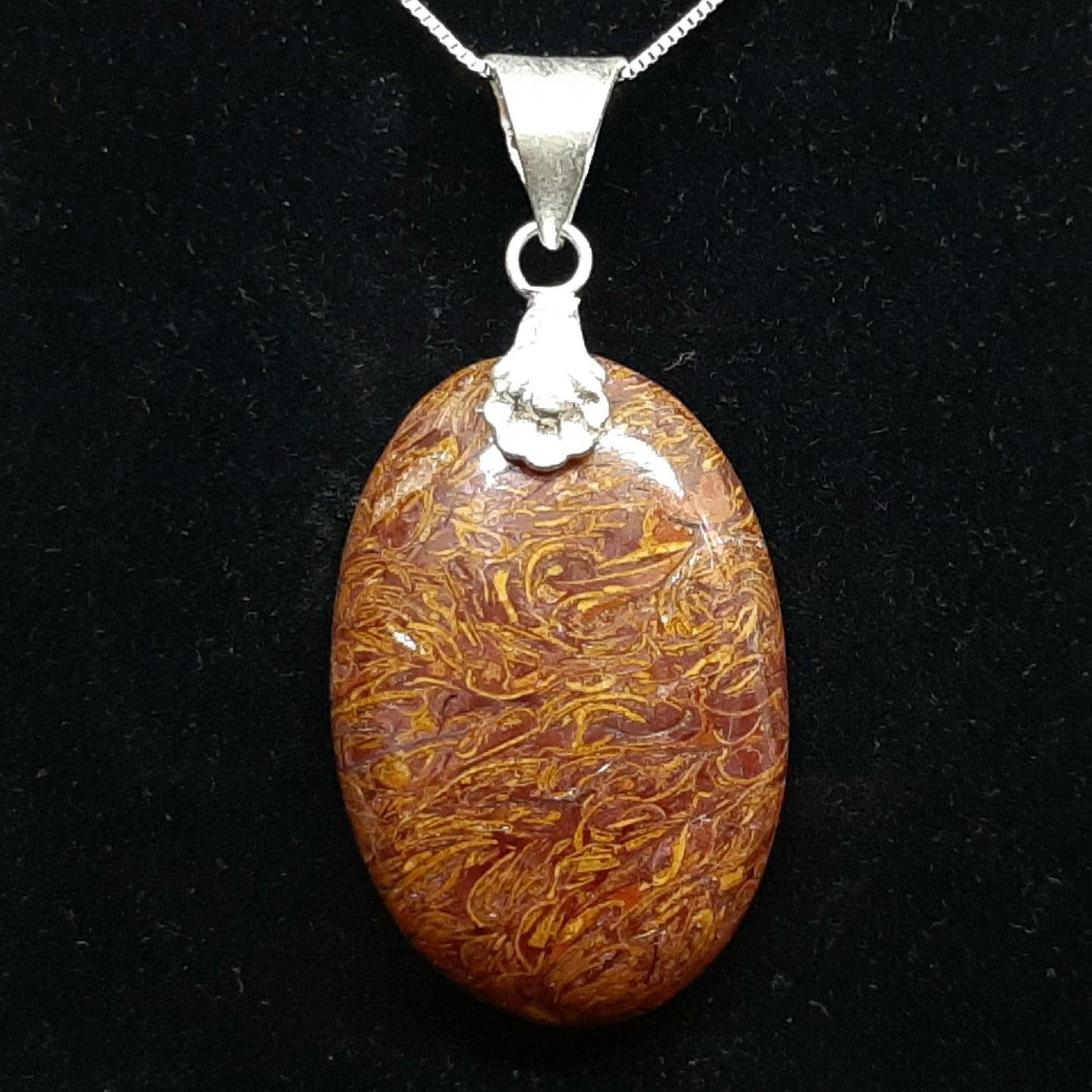 LARGE 20.60ctw Jasper Cabochon Silver Pendant 13.3g