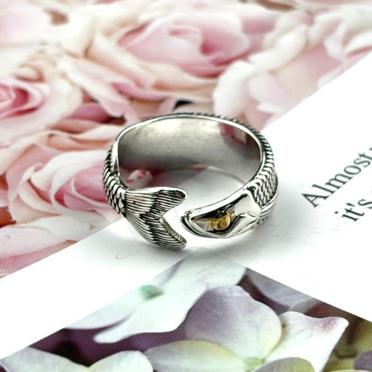 Vintage Silver Koi Fish Adjustable Open Ring