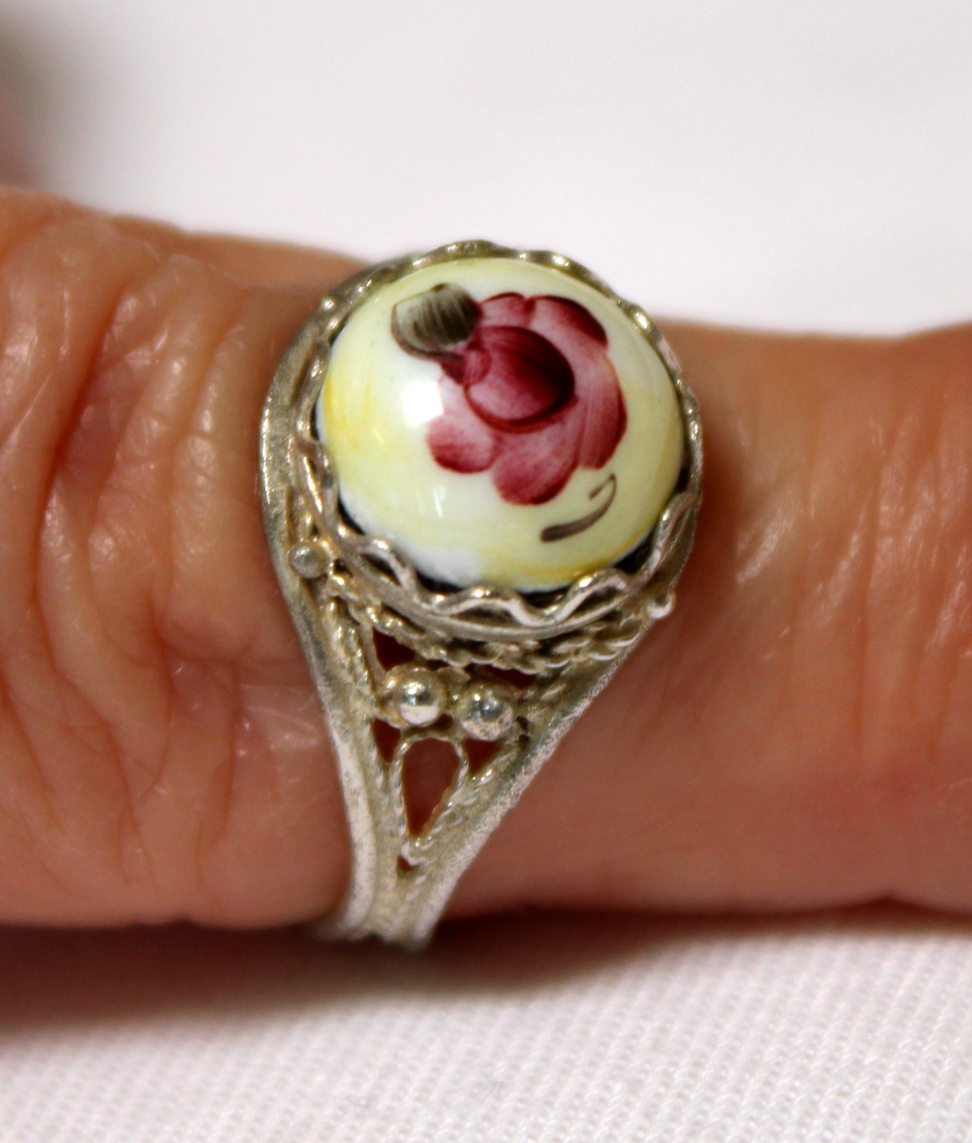 Vintage Russian Hand Painted Enamel Rings 3 Variation Finift Technique #85,86,90