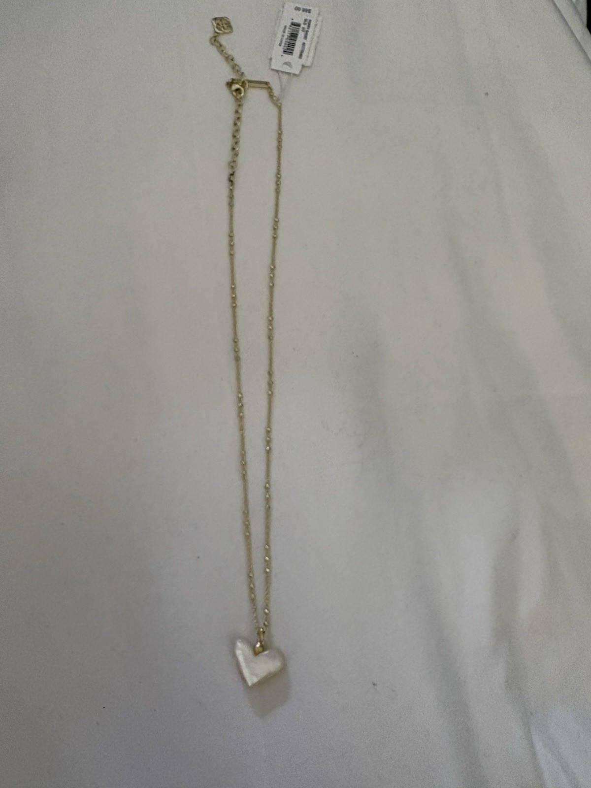 Kendra Scott Gold Plated Heart Shell Pendant Necklace Cable Chain Signed Adj