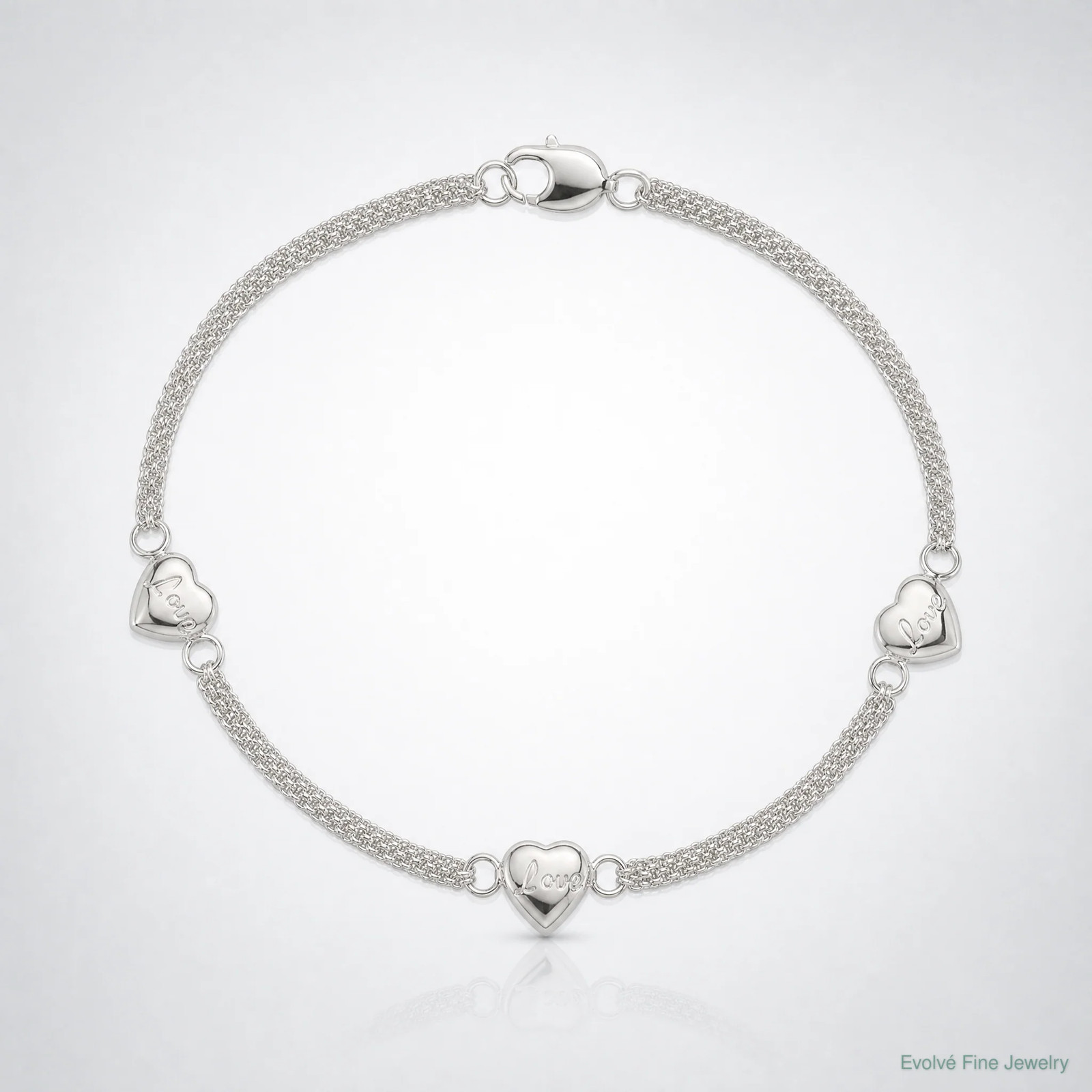 Sterling Silver Heart With Love Bracelet
