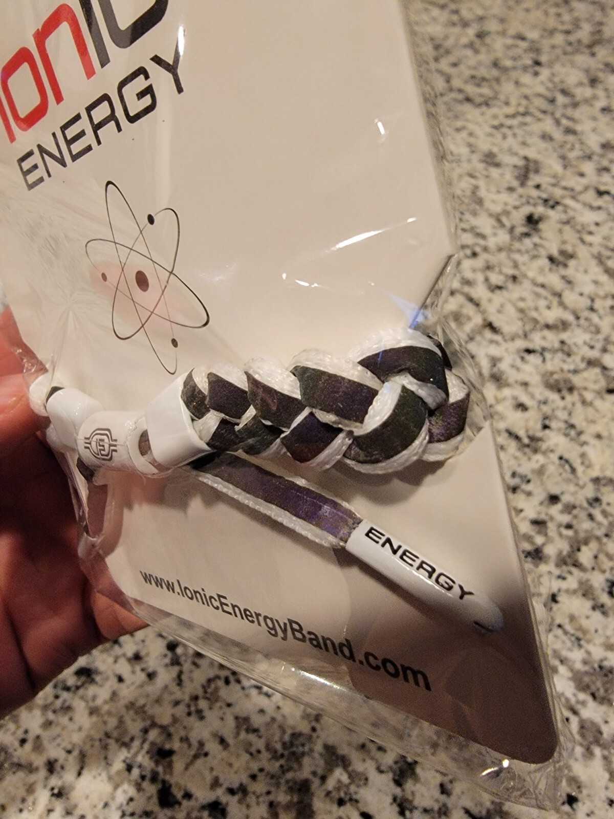 Brand New Ionic Energy Iridescent Black Reflective Braided Shoelace Bracelet