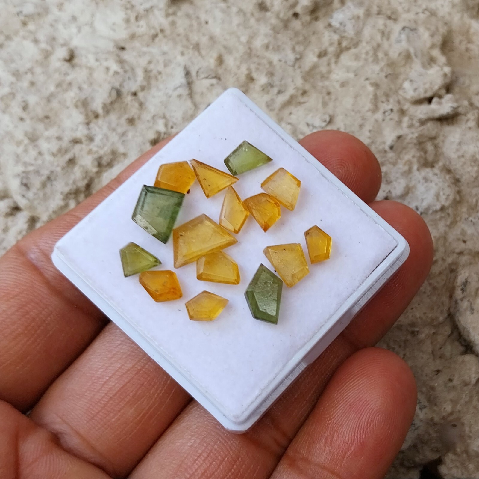 11.35 Ct 4×6-7×10 MM Natural Yellow Green Tourmaline Fancy Cut 15 Pcs Lot