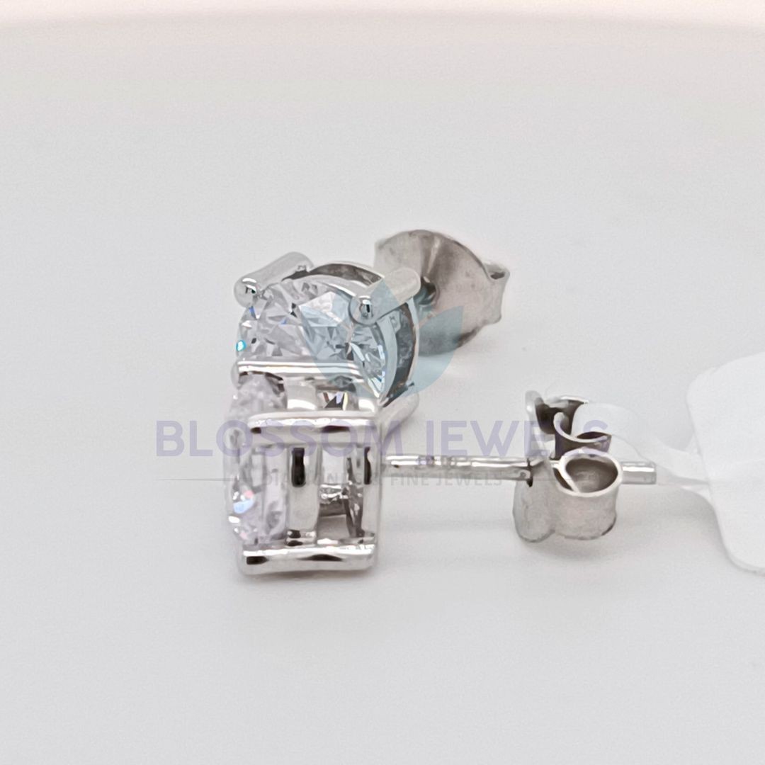 2.00 Ct Round Lab Grown/CVD Diamond Daily Wear Earring 14K White Gold Plated