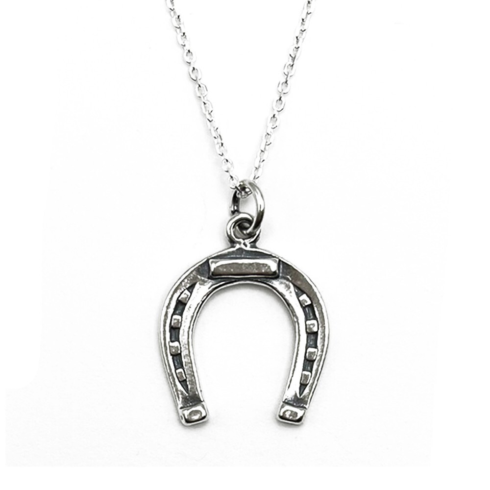 Sterling Silver Horseshoe Charm Necklace-#0800