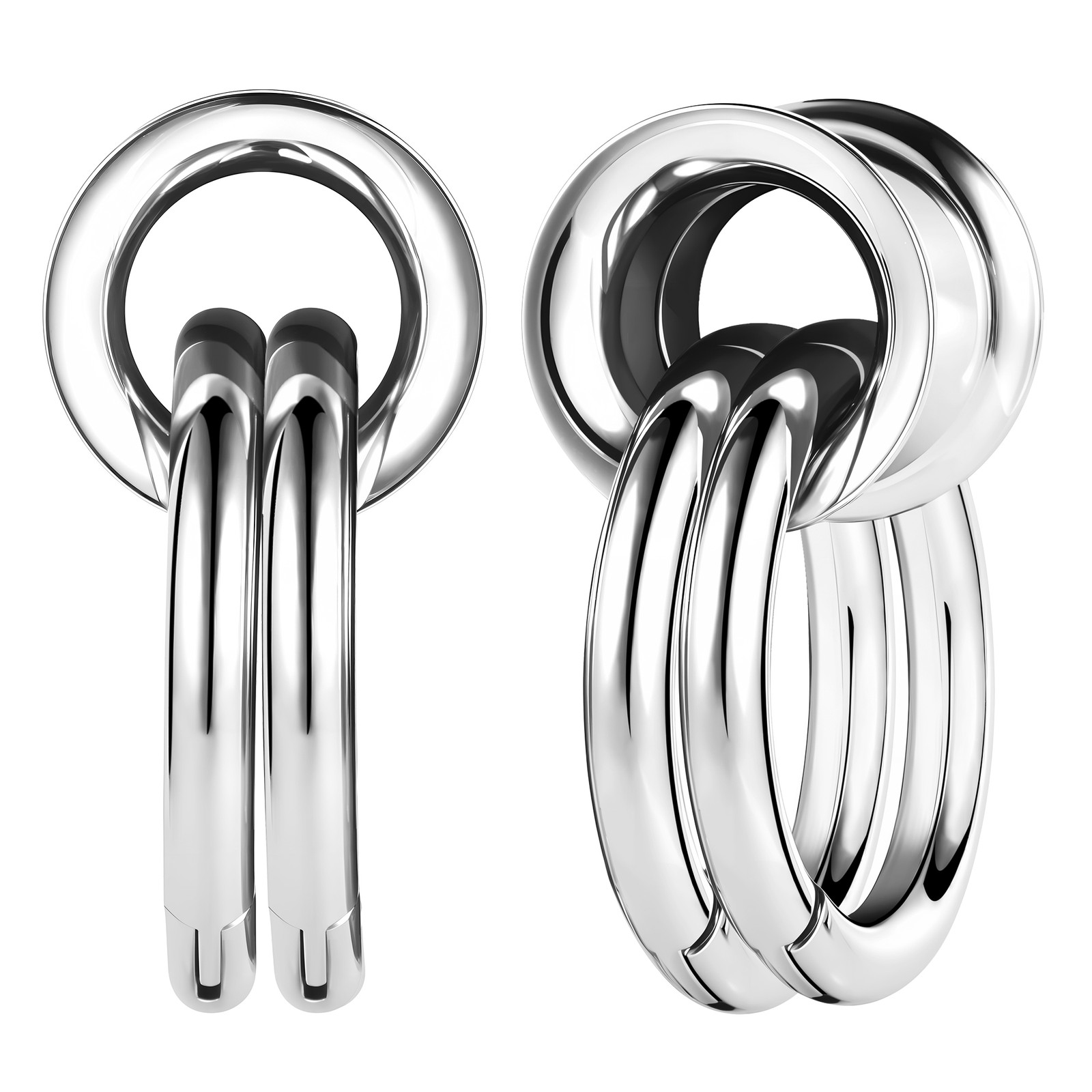 1 Pair Dangle Ear Gauges with Rings Double Flared Ear Tunnels Ear Plugs Expander