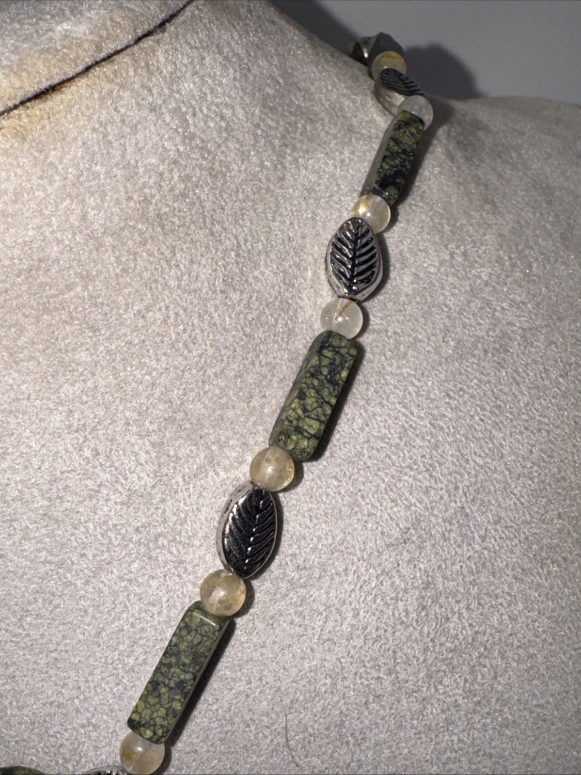 Vintage Handmade Reptilian Jasper 19 Inches With A /1 1/2 Inch Drop Please Read