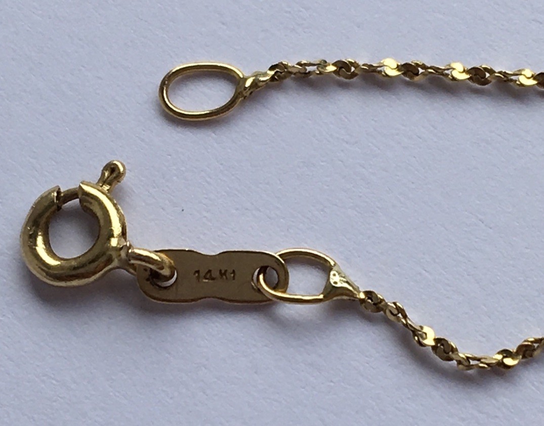 14K Solid Gold 2.3g Bead Station Necklace 18” 3.2mm Satellite Italy Minimalist