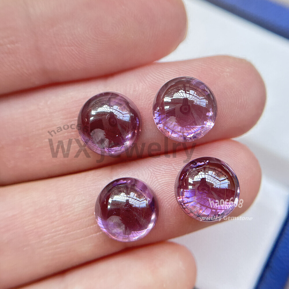 10se Pink transparent 3mm-12mm Amethyst Round Cabochon Loose Cubic Zirconia