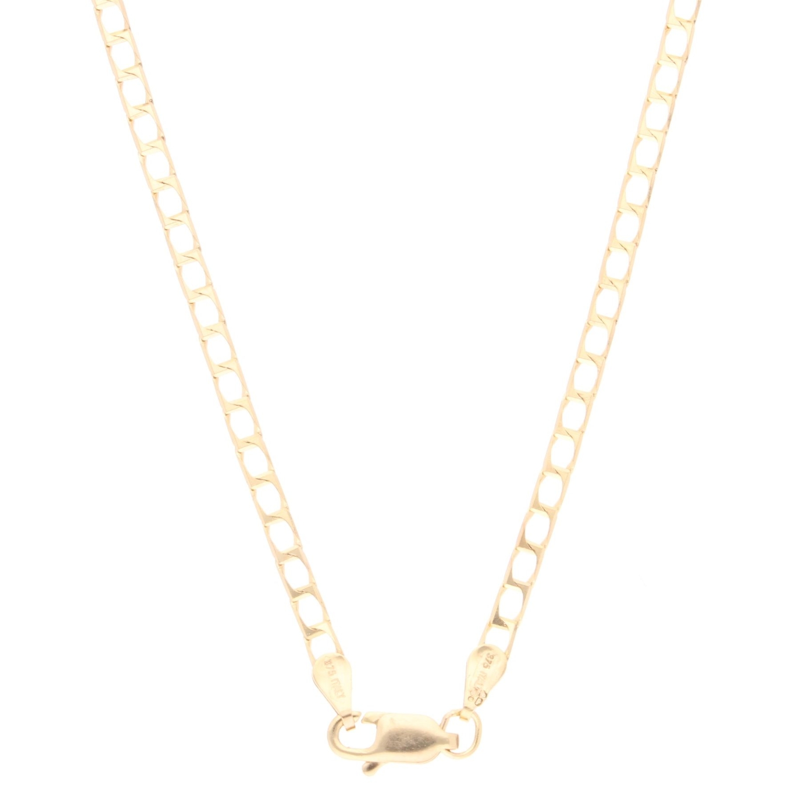 9Carat Yellow Gold 18″ Square Curb Chain/ Necklace (2.5mm Wide)