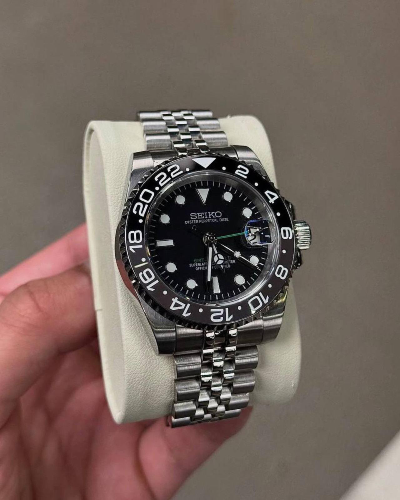 PrimeCrown Steel GMT Automatic | Brown/Black 24h Bezel | NH34