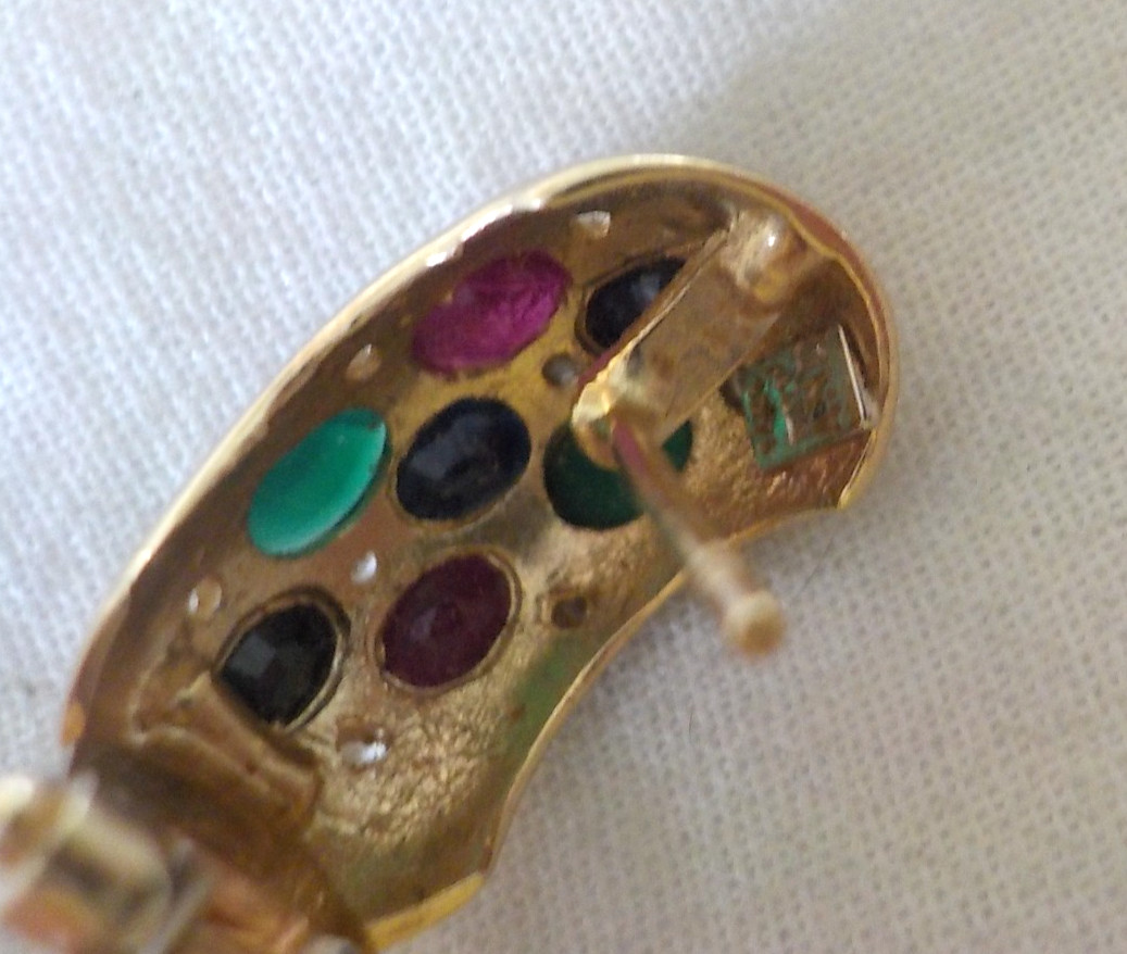 14k Yellow Gold Dotted Multi Gemstone Earrings – 7.80 gms, 0.70 in, 2.46 ctw