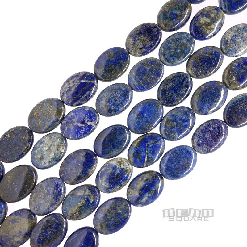 15.5″ Natural Blue (No Dyes) Lapis Lazuli Flat Oval Beads 13mm x 18mm #26147