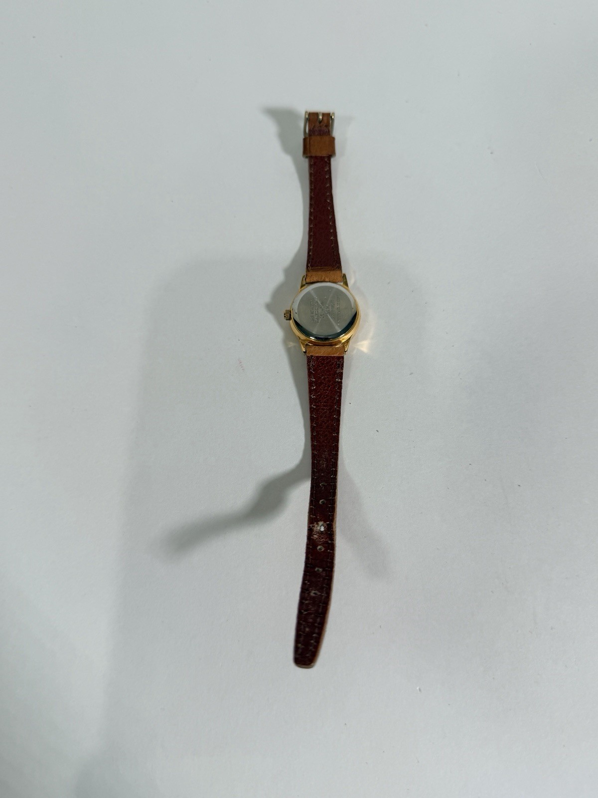 VTG Armitron Quartz Watch Women Moon Phase Gold Tone Leather Analog