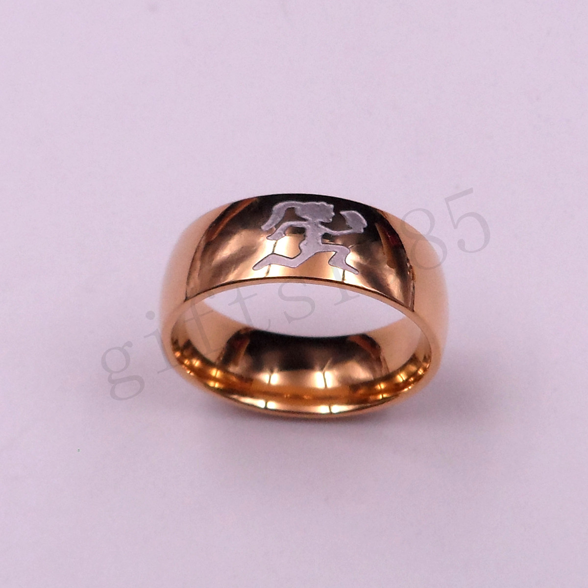 HATCHETMAN GIRL GOLDEN RING STAINLESS STEEL ICP Etching TWIZTID HIGHLY POLISHED