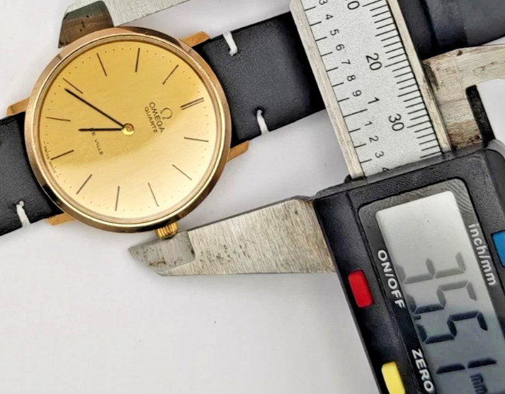 Vintage Omega De Ville Quartz Ref.191.0044 Cal.1330 Gold Dial 35.5mm Watch