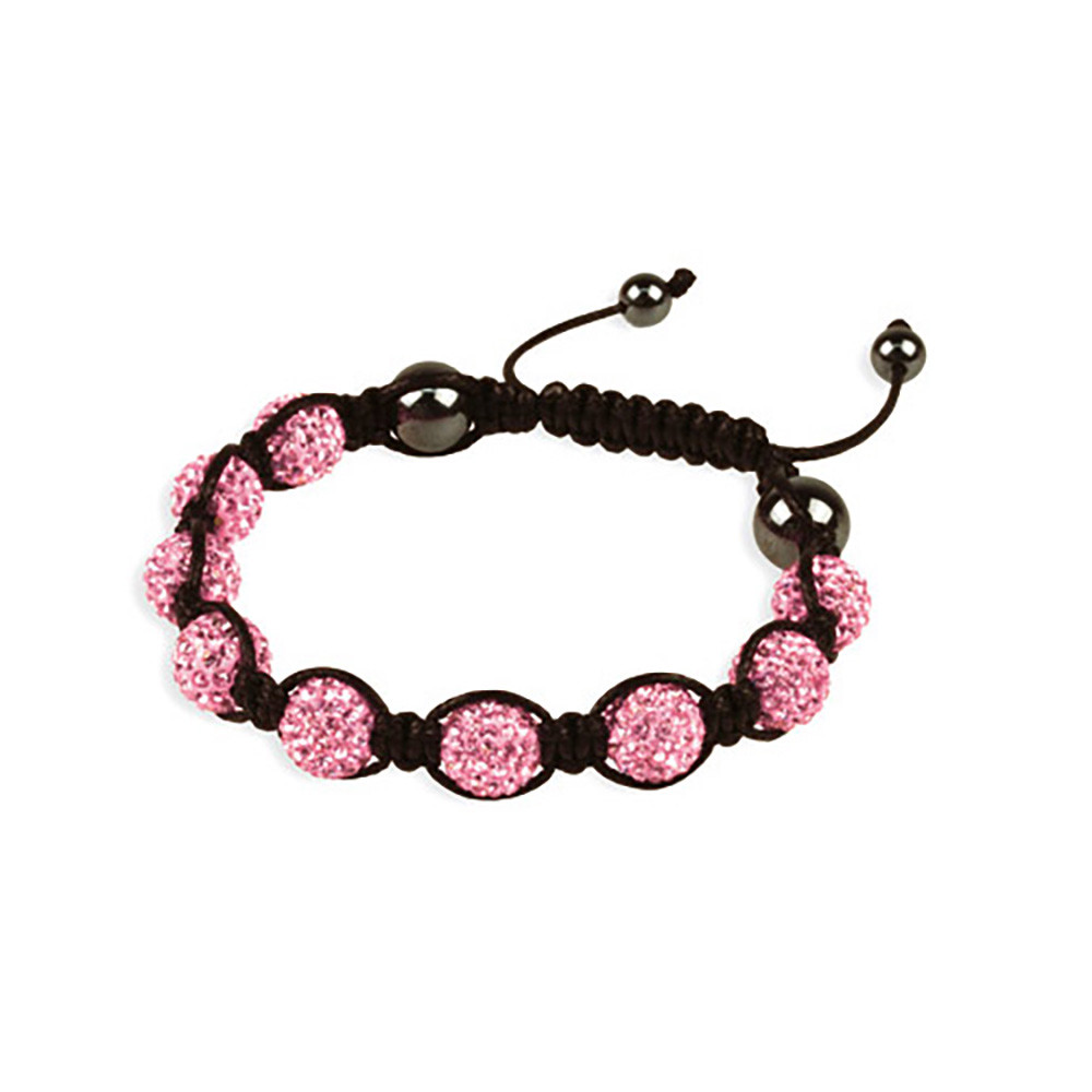 Pink Blue White Purple Czech Crystal Glitter Ball & Haematite Fusion Bracelets