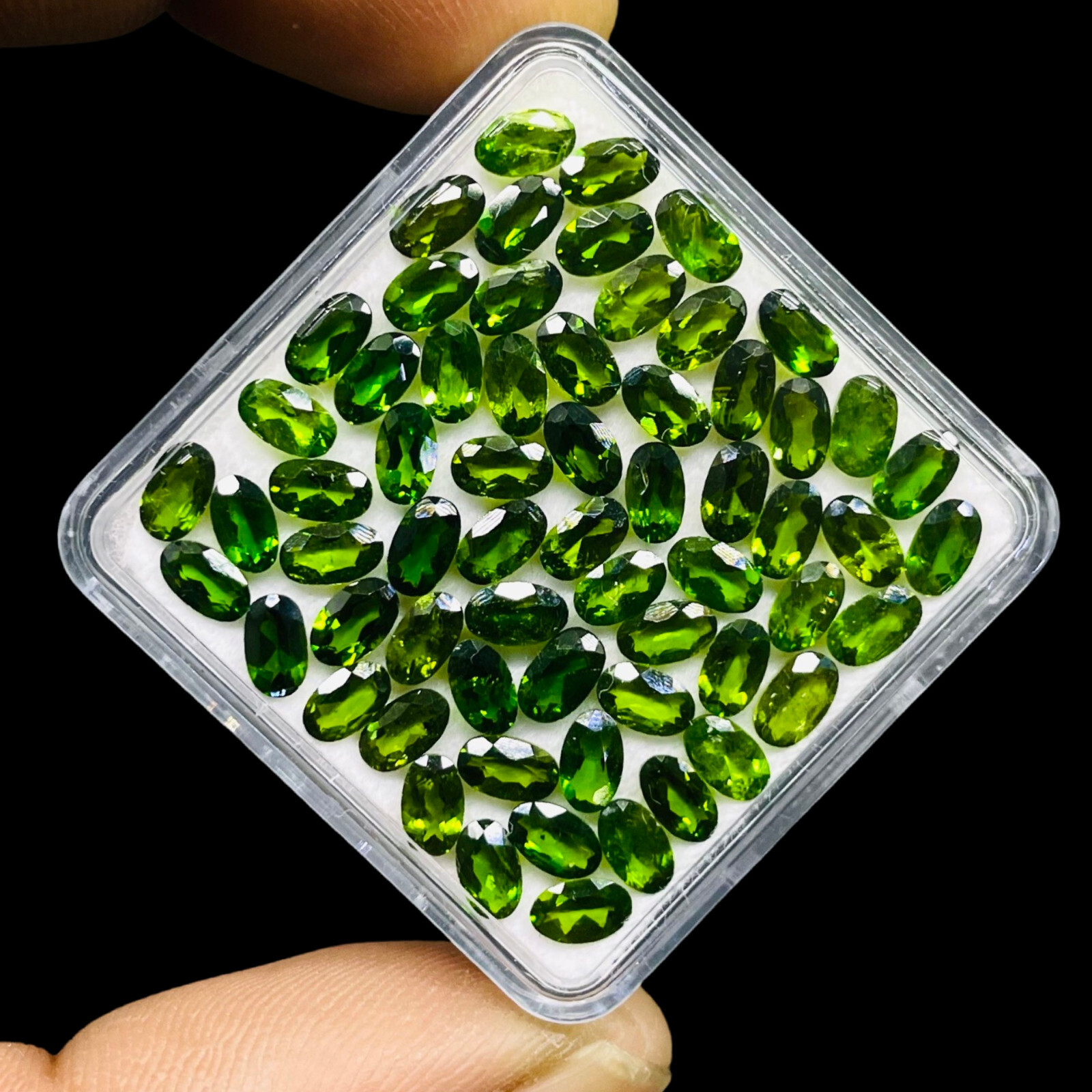 Natural Chrome Diopside 30 Pcs 5x3mm Oval Cut Vivid Green Loose Gemstones Lot