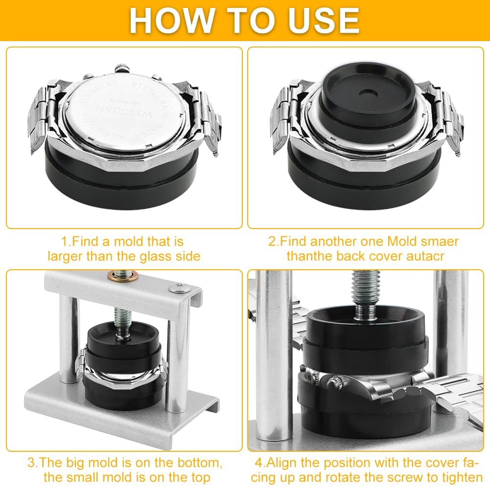 Trasylph Watch Press Tool Set – Case Closer with 18 Molds, Silver Color