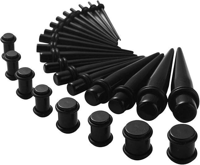 Ear Stretching Kit 50PCS 14G To 00G Acrylic Tapers Silicone Tunnels Plugs Gauges