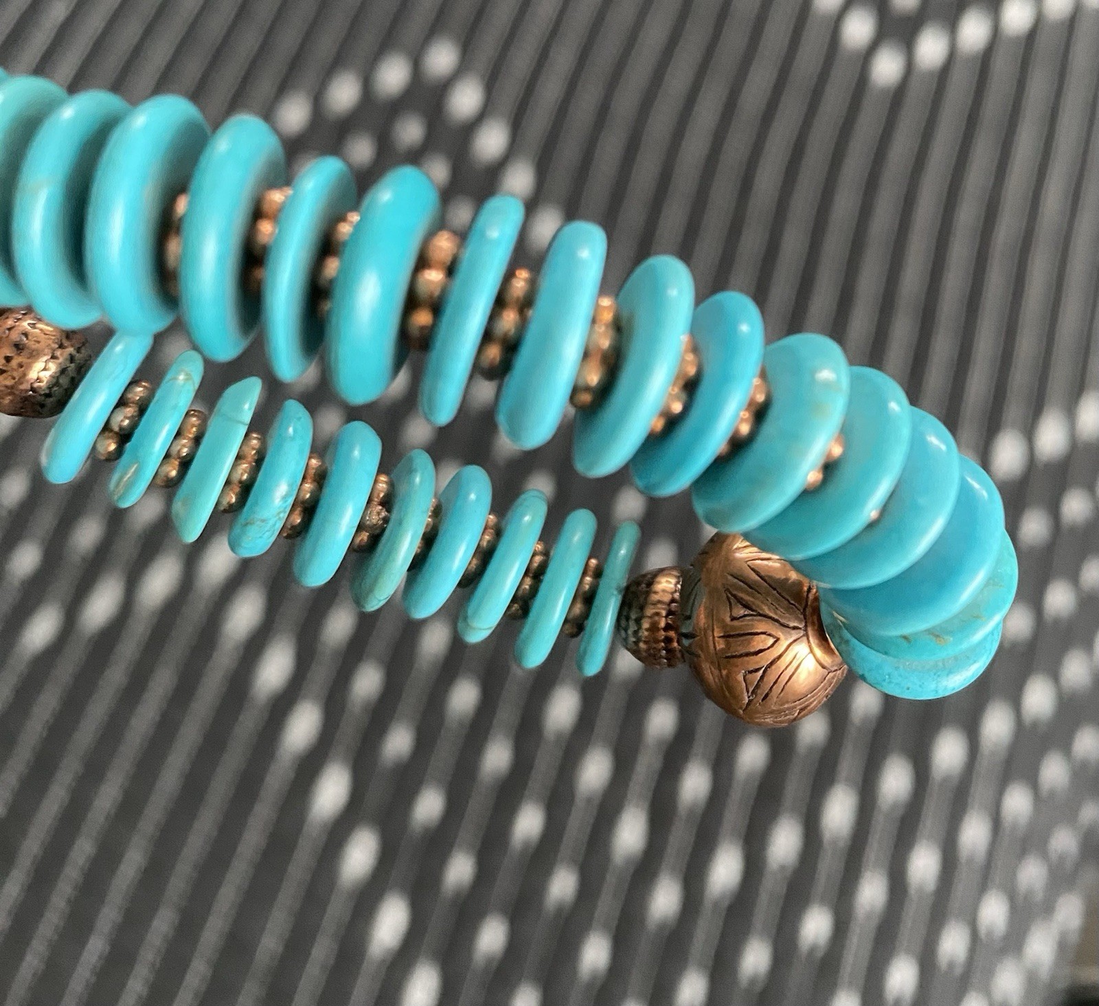 Turquoise And Copper Handcrafted Necklace