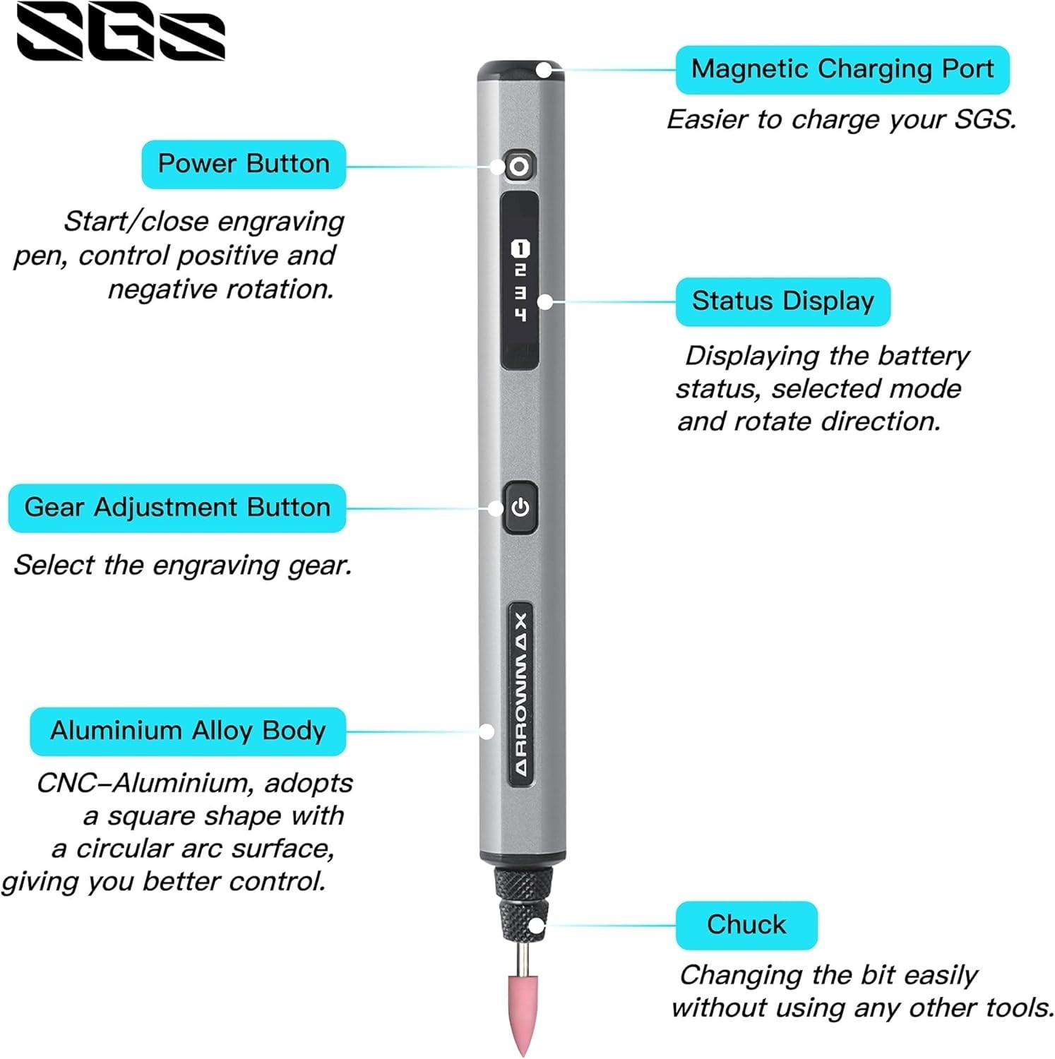 Compact Electric Engraving Tool with 30 Accessories and User Manual Included