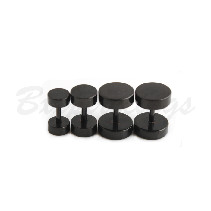 1pair 16G Black Surgical Steel Fake Plug Barbell Fake Earring Piercing Earring