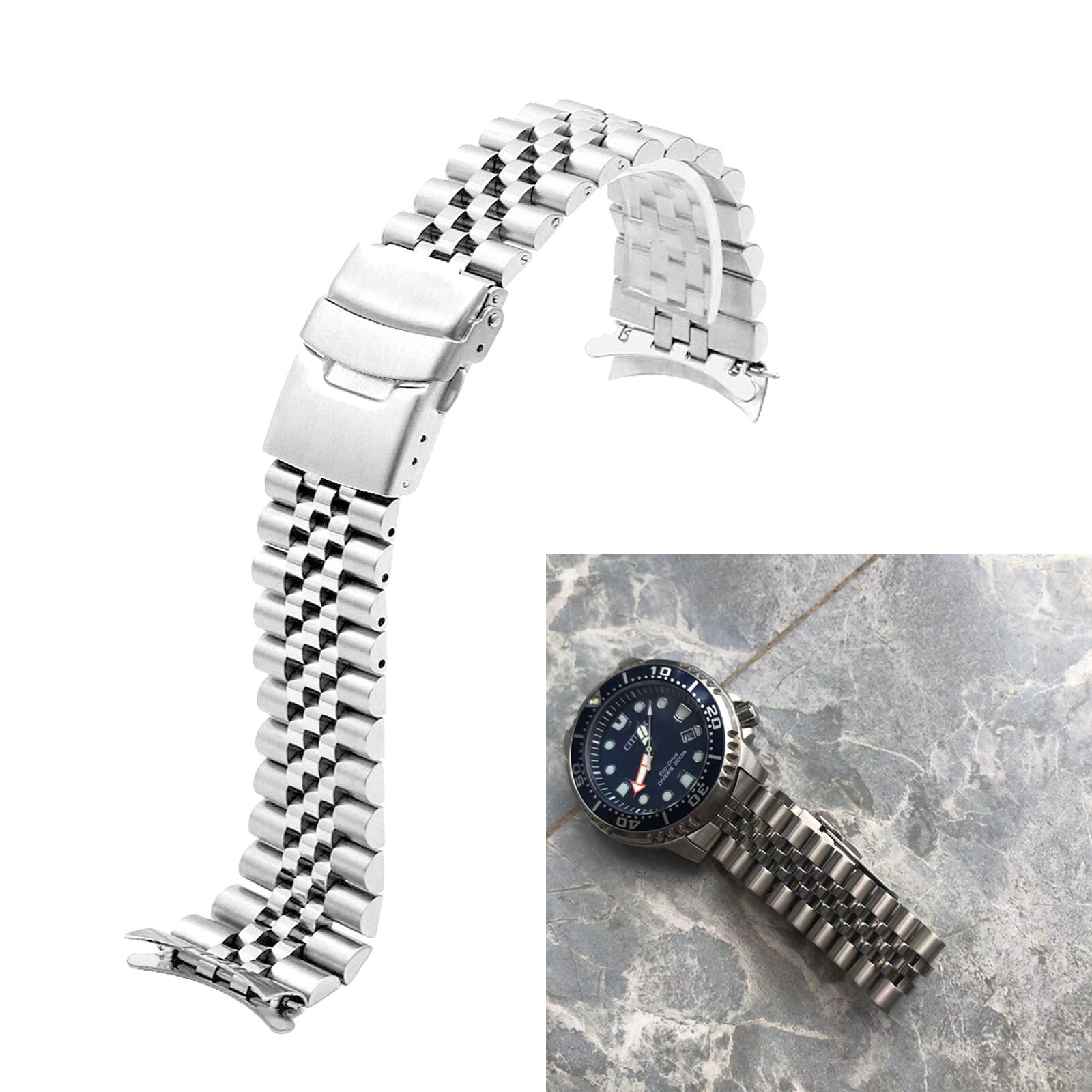 Curved Stainless Steel Watch Band For Citizen NY0040 -50E -17L -09E -09 20mm