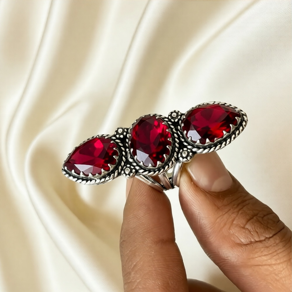 Mozambique Garnet Gemstone Handmade 925 Sterling Silver Jewelry Ring All Size