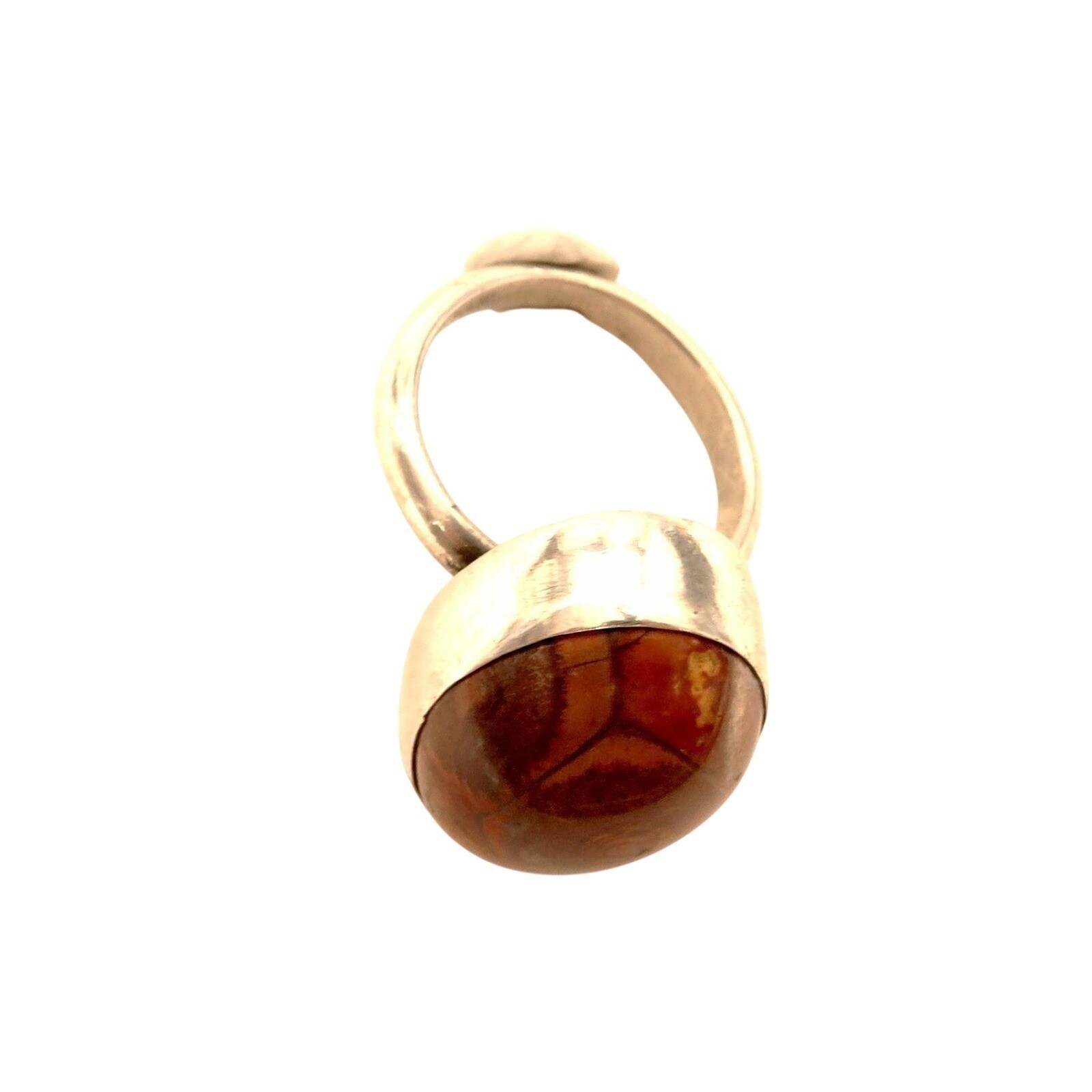 Vintage Orange Brown Jasper Modernist Oval Gemstone Sterling Silver Ring*Sz 6.5