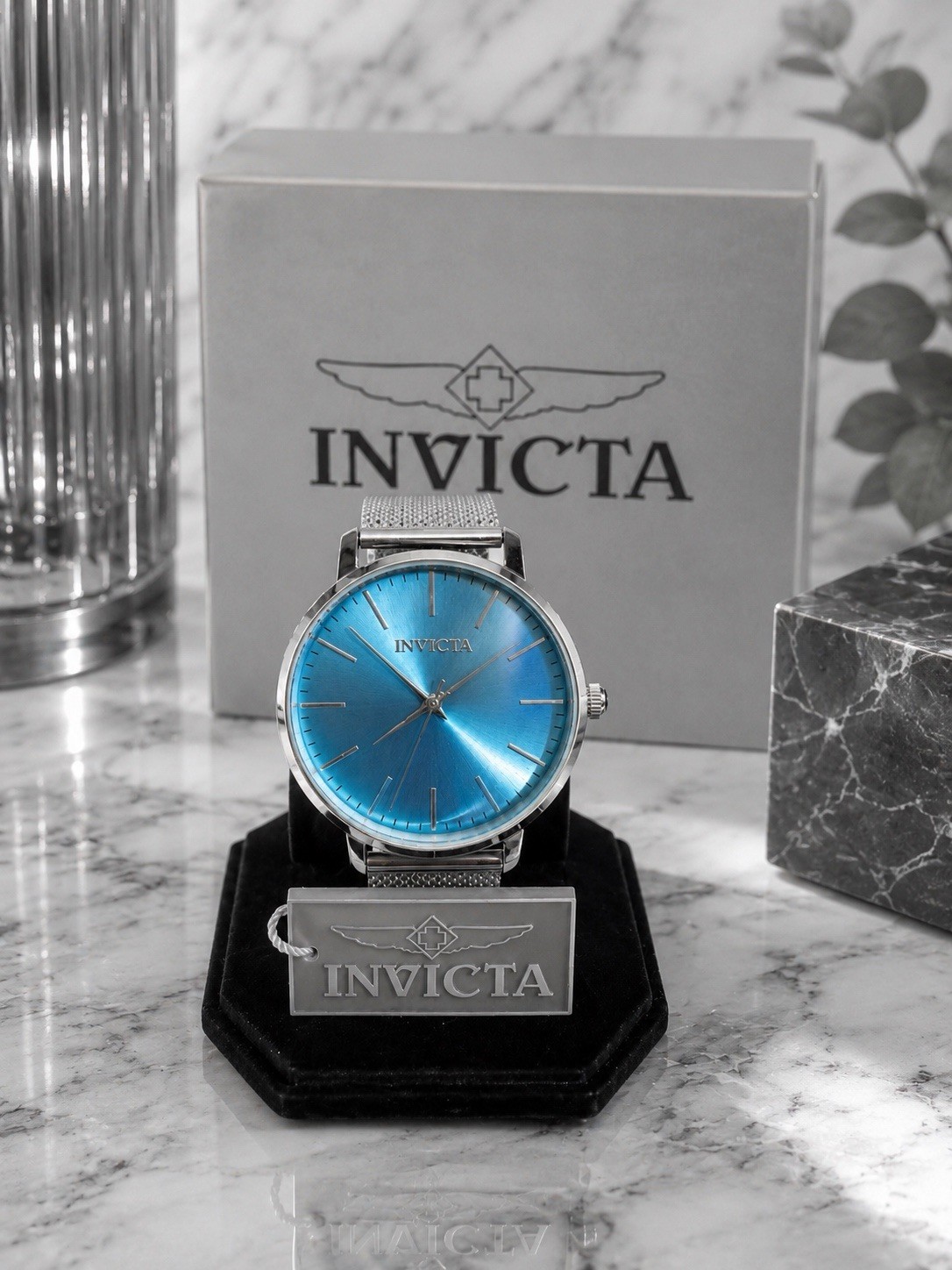 Invicta 48844 Angel Unisex 38mm Wrist Watch Stainless Steel w/ Blue Dial NEW!