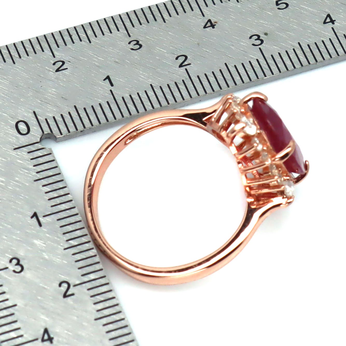 Natural Red Ruby Cubic Zirconia Ring 925 Sterling Silver Handmade Size 7.75