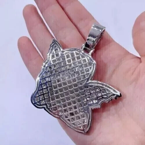 3.50Ct Lab Created Diamond Round Men’s Angel Charm Pendant 14K White Gold Plated