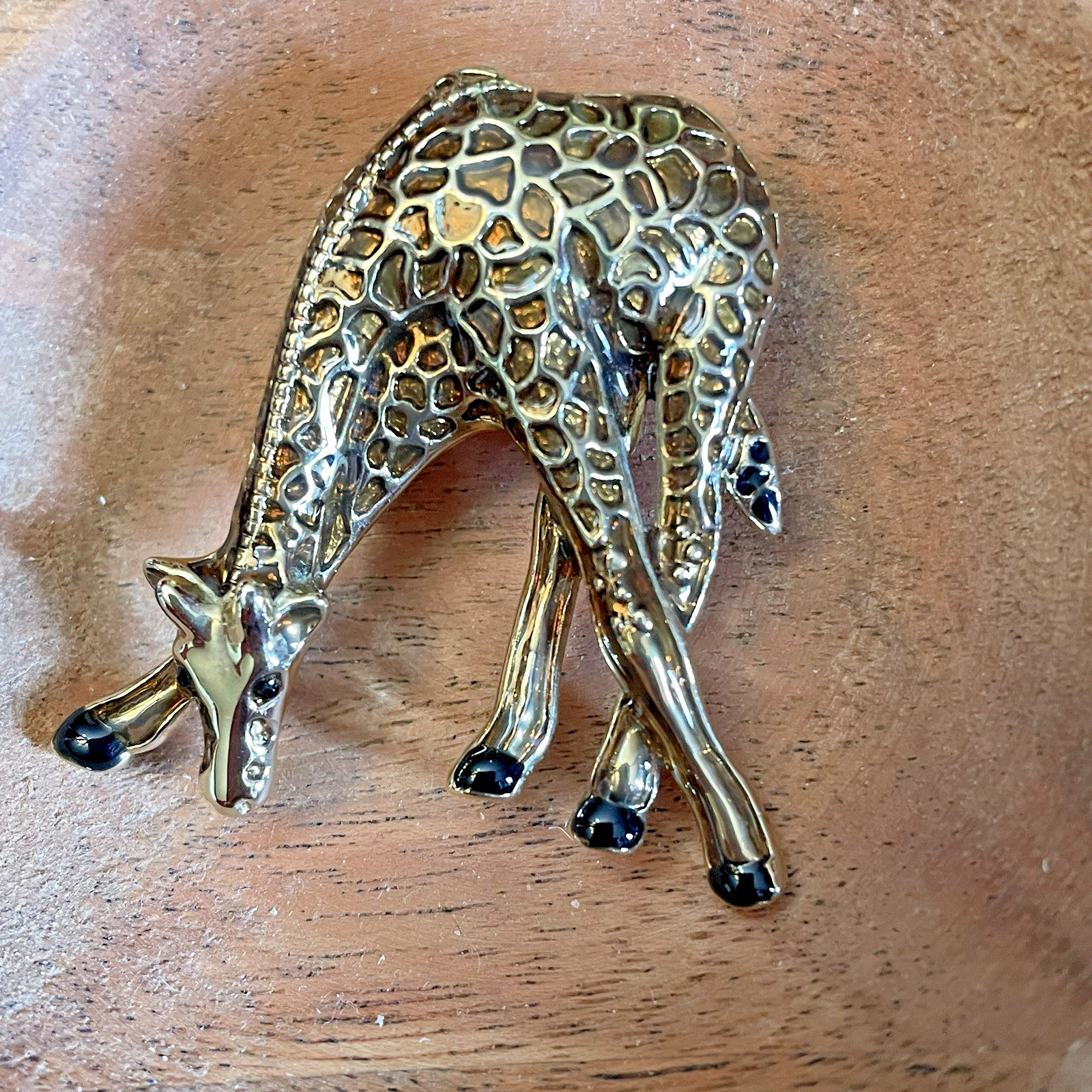 3 Vintage Brooch Pins Monet Giraffe, Dragonfly Black Enamel & Delft Windmill