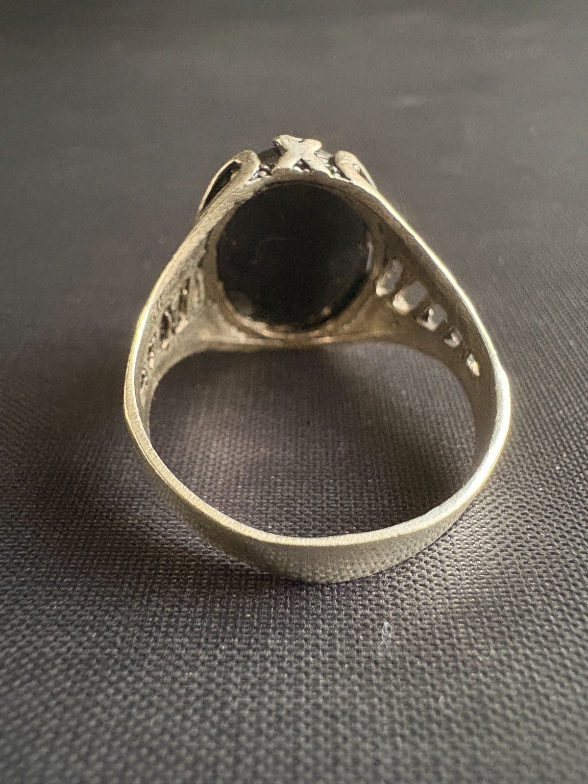 Vintage Silver Ring Faceted Black Onyx Ring Handcrafted Ring 10.75 US