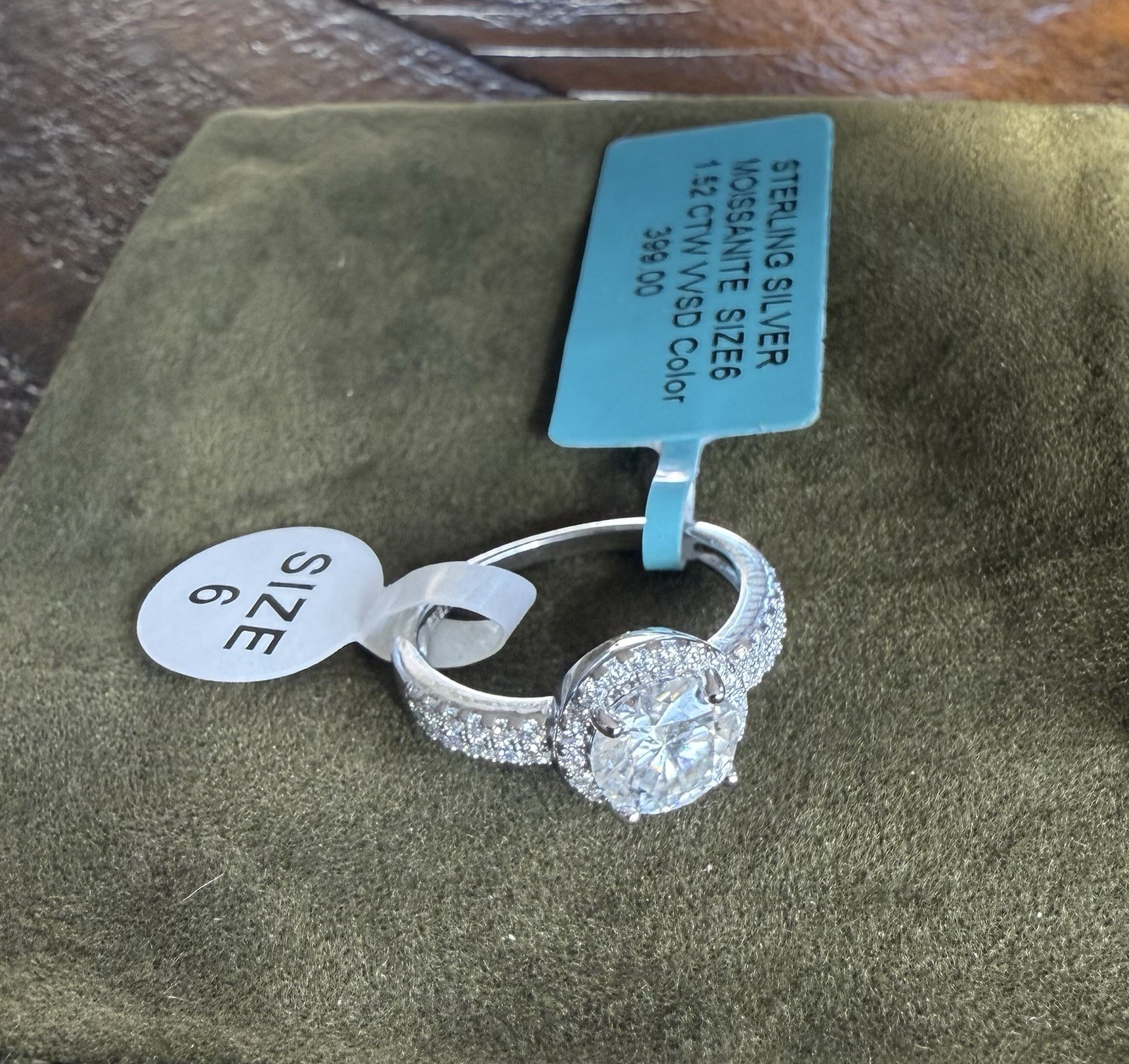 Engagement Wedding SIZE 6 Moissanite Ring 925 Sterling Silver $399.99 Retail