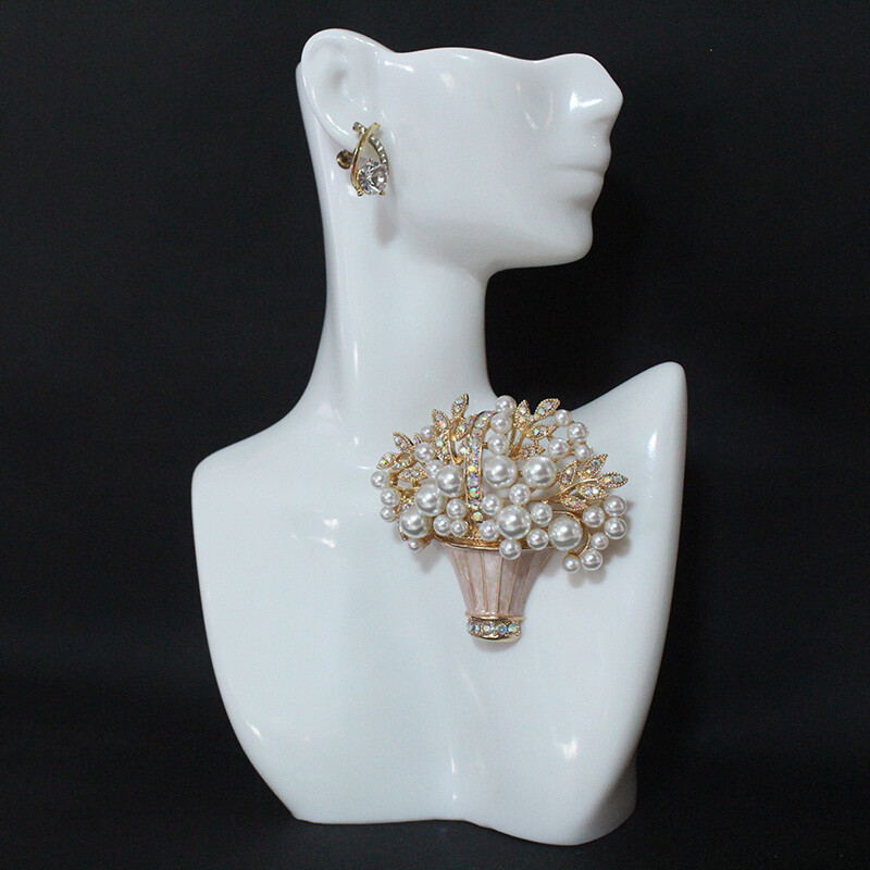 New Glazed Pearl Flower Brooch Fashion Potted Plant Brooch Vintage Accessories