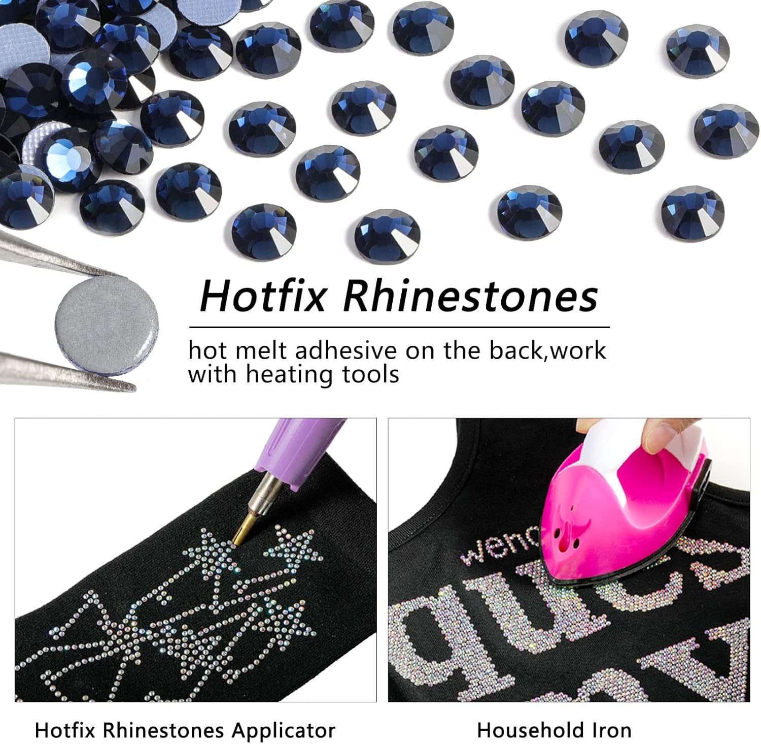 Hotfix Rhinestones, 2880Pcs Flatback Crystal Rhinestones for Crafts Clothes DIY