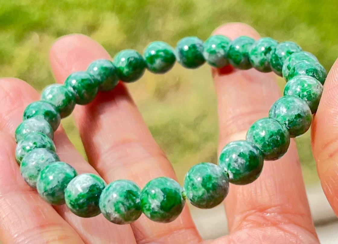 Natural Burmese Jadeite Bracelet – Type A Jade Beads 8mm, 23g – Authentic Healin