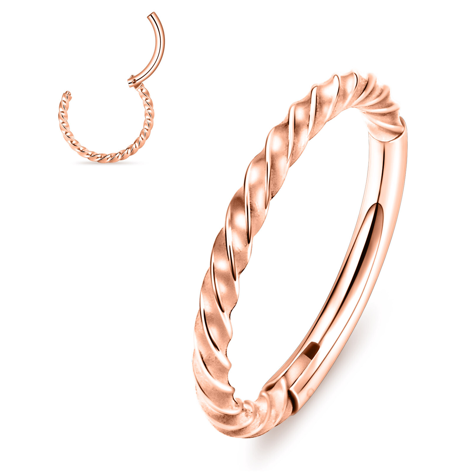 16G Stainless Steel Hinged Ring Braided Septum Clicker Nose Helix Tragus Earring