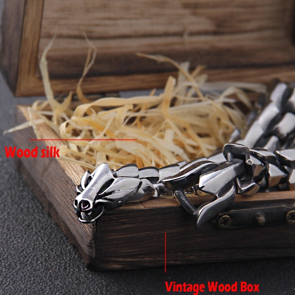 Viking Bracelet Ouroboros Vintage Punk Stainless Steel Fashion Jewelry For Mens