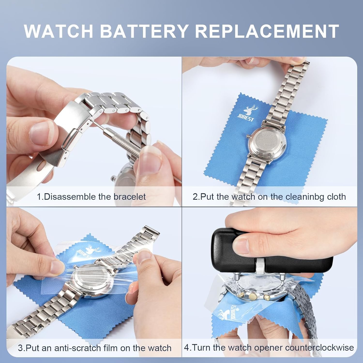Watch Repair Kit Case Opener Wrench Set with Spring Bar Tool & Back Remover Pro