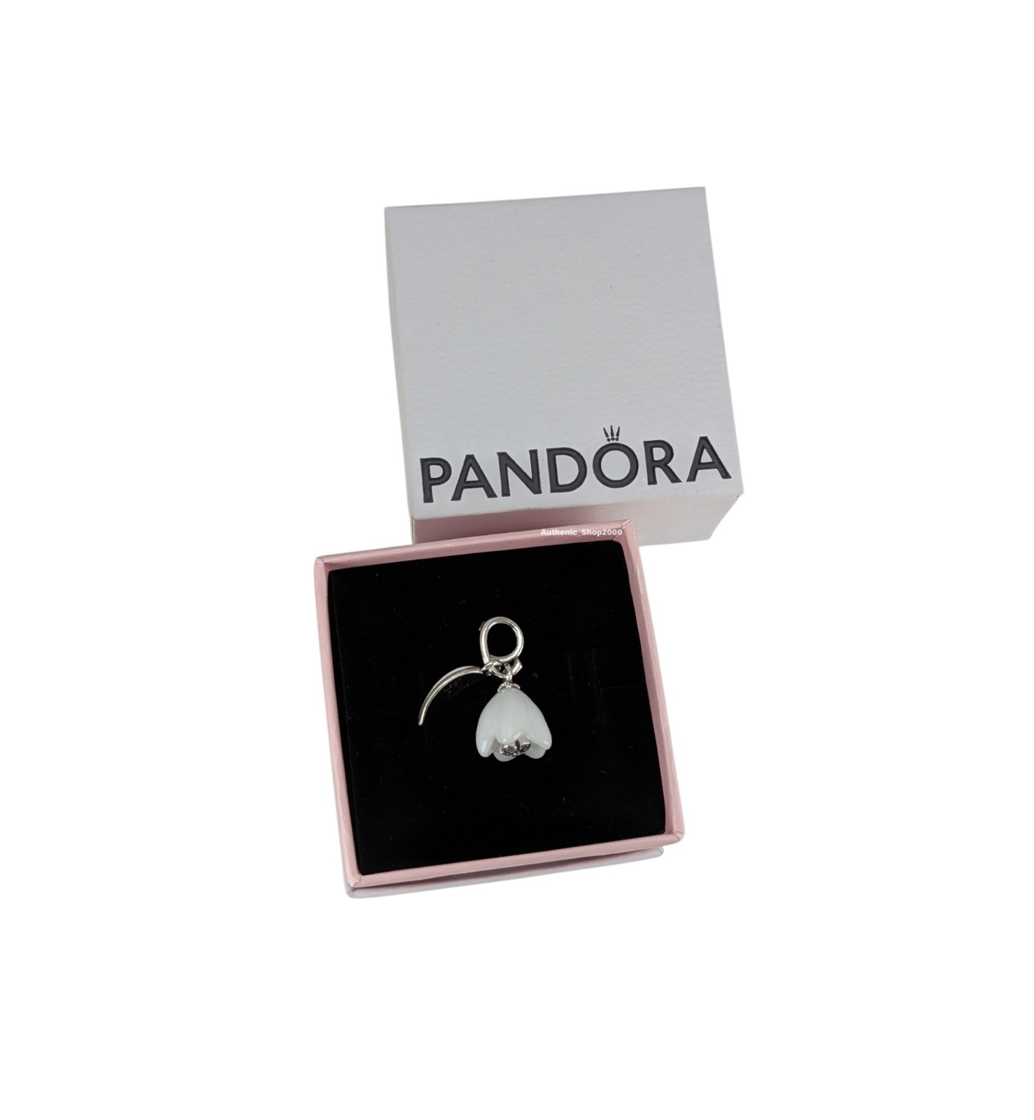 New Authentic PANDORA 925 White Murano Glass Snowdrop Flower Charm 794239C01