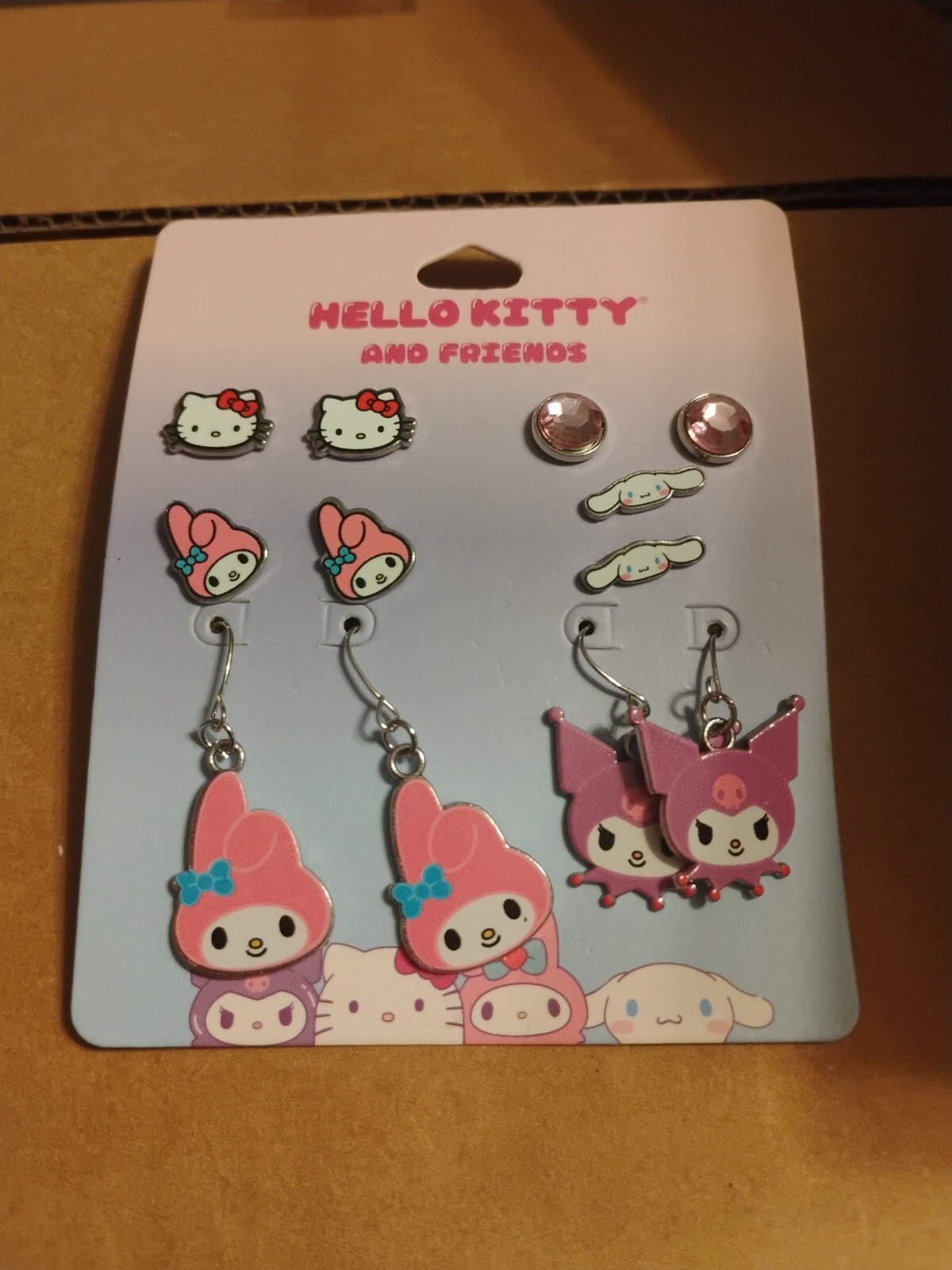 Hello Kitty And Friends Earrings 6 Pair My Melody Cinnamaroll Kuromi Claire’s
