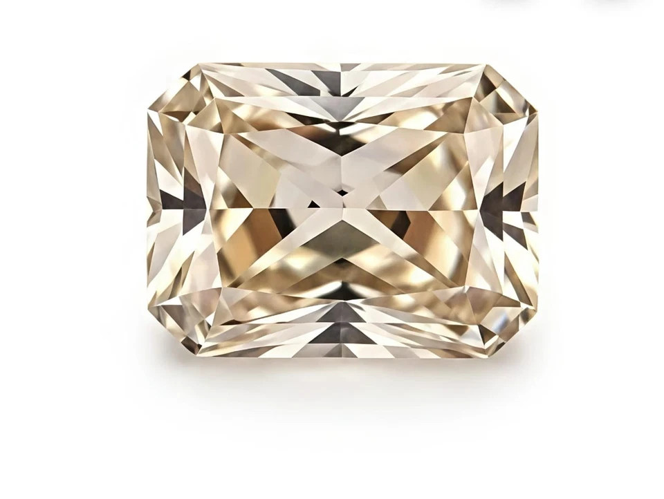 2 CT Fancy Light Champagne color, Radiant Cut, VVS1 Lab Grown Diamond 7×9 mm Gem