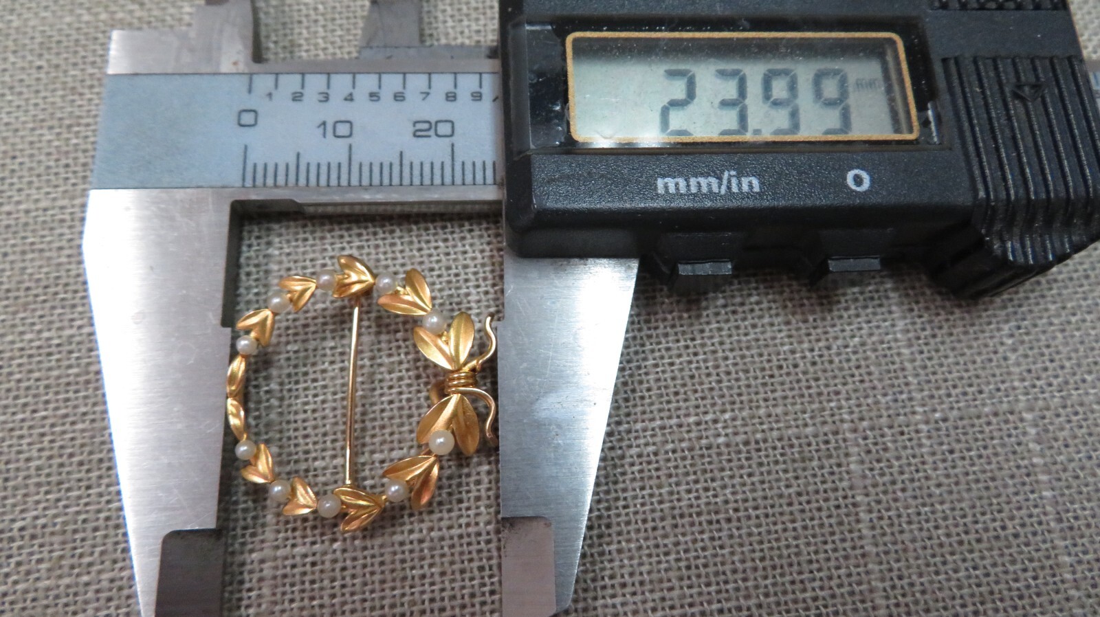 Antique 14K Solid Yellow Gold Seeds Pearl Wreath Brooch Pin Pendant 2.29 Grams