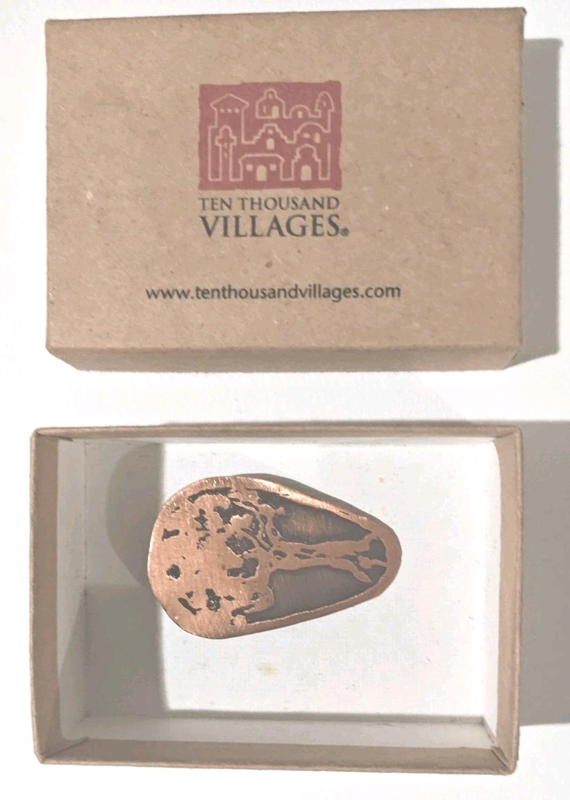Ten Thousand Villages Copper Tree of Life Pin Brooch Pendant Chile Boxed