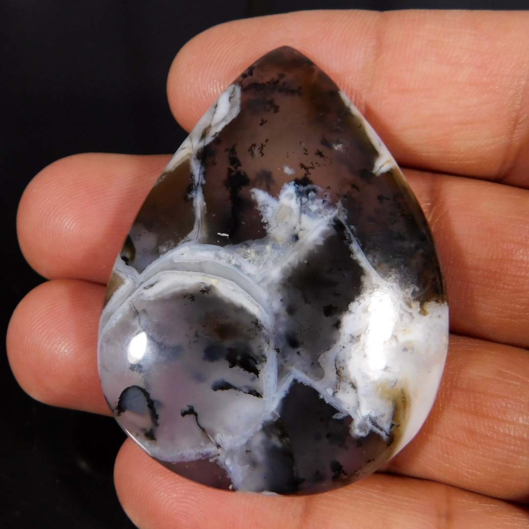 107.40Cts. Natural Gorgeous Dendritic opal Pear Cabochon Reiki Healing Gemstone