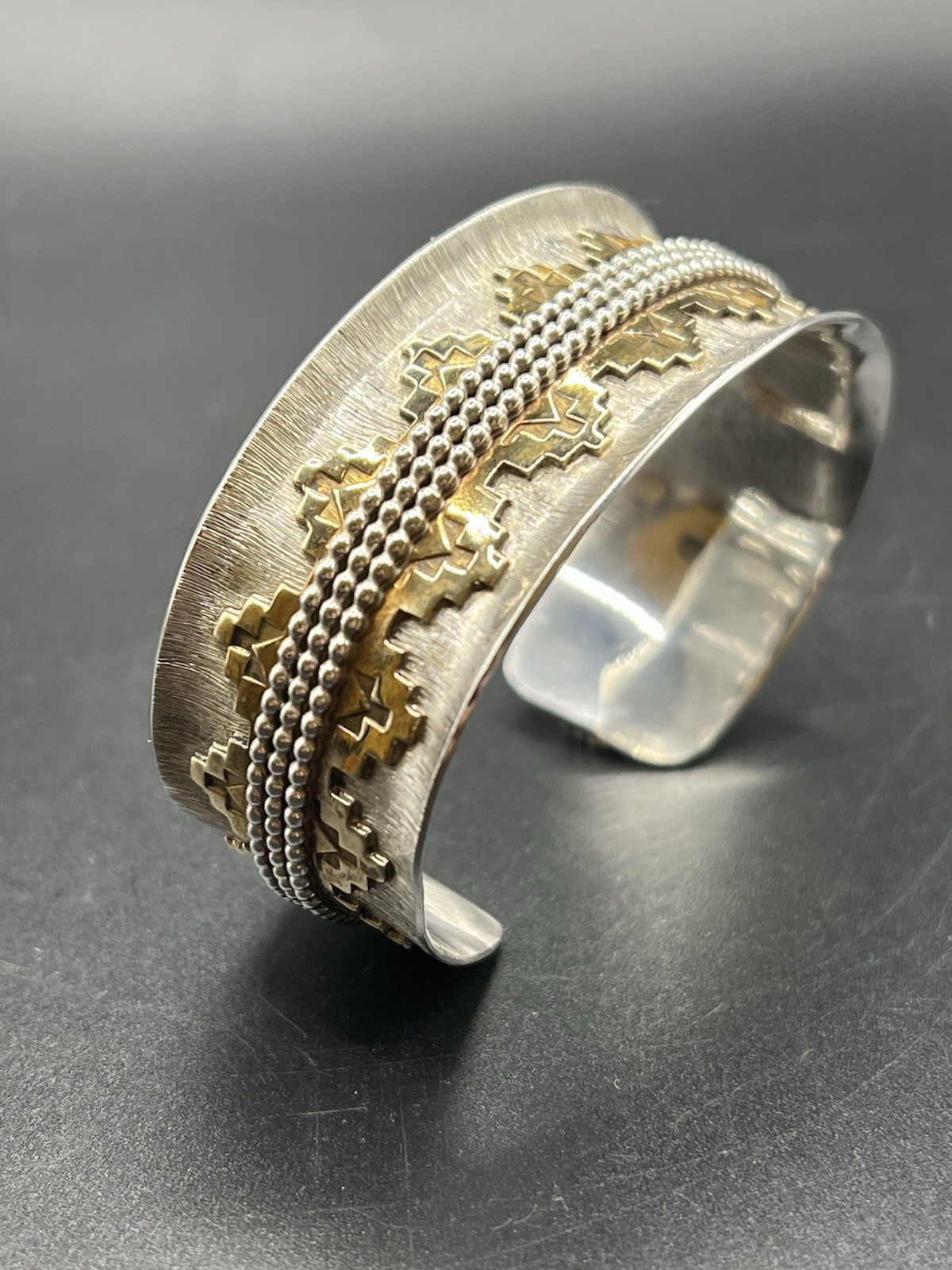 Vintage Lloyd Becenti (BCT) Sterling Silver/Brass Navajo SW Cuff Bracelet